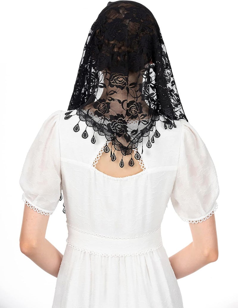 Wgior Triangle Veil for Church - Lace Chapel Catholic Mass Head Covering Scarf Mantilla for Women - Image 5